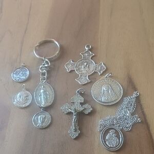 Silver Religious Pendants and Keychain
